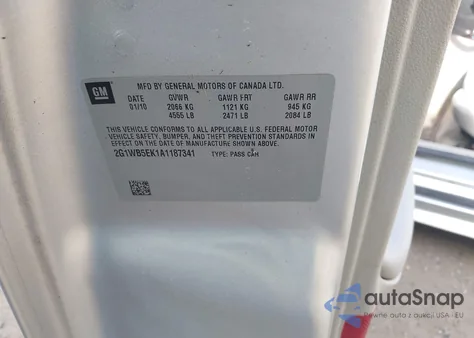 2010 Chevrolet Impala Lt from USA, damaged, VIN 2G1WB5EK1A1187341